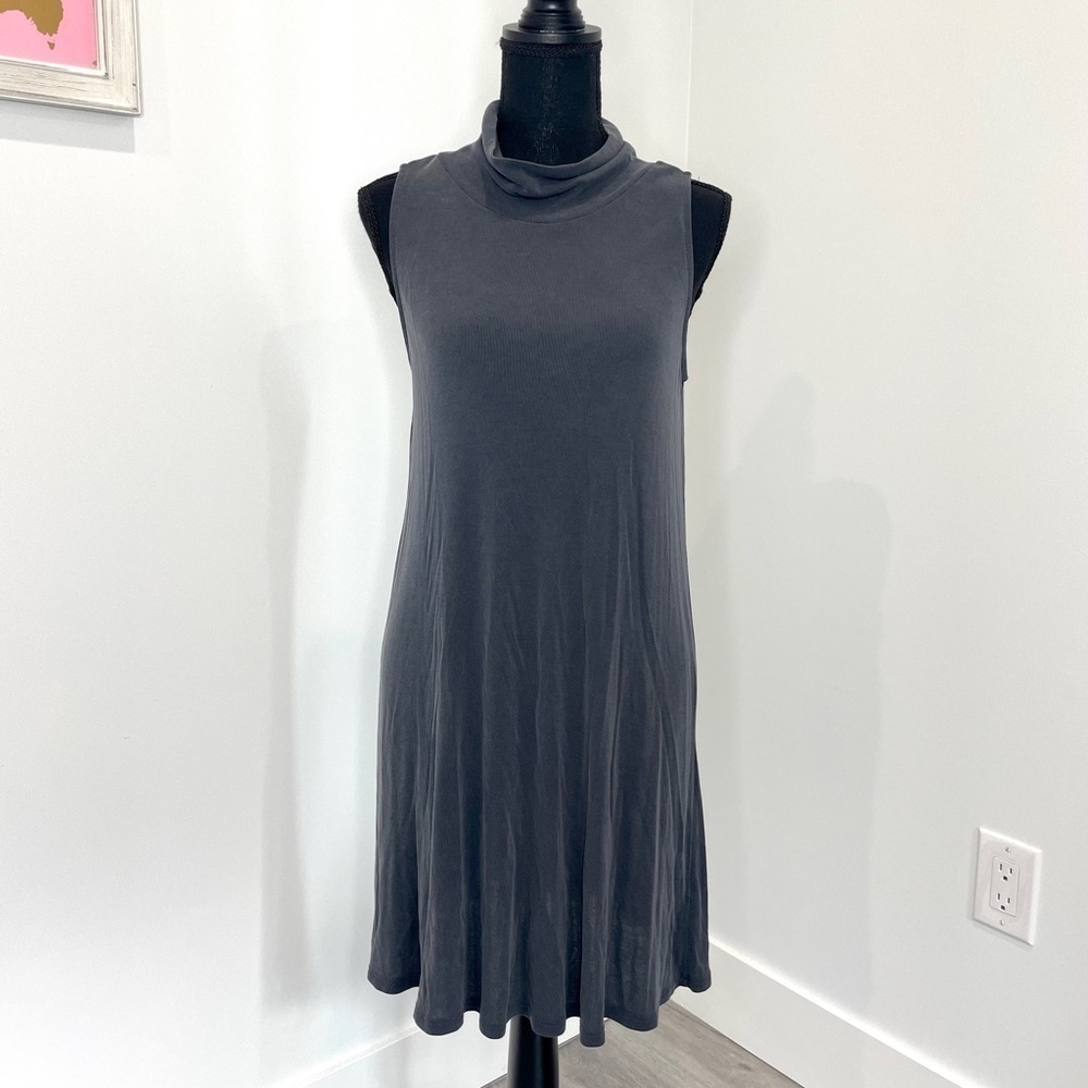 Dee Elly Sleeveless Gray Turtleneck Dress